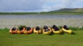 Kayaks on the shore of Scottish loch Royalty Free Stock Photo