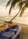 Beach Sunrise With Kayaks Royalty Free Stock Photo