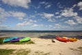 Kayaks at Tara Beach, Efate Island, Vanuatu Royalty Free Stock Photo