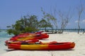 Kayaks on tropical beach Royalty Free Stock Photo