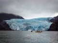 Kayaks Viewing Tidewater Glacier, Kenai Fjords National Park, Alaska