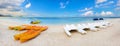 Kayaks at Wolmar beach. Mauritius Royalty Free Stock Photo