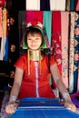 Kayan woman working in Padaung Tribe Village of Long Neck People Royalty Free Stock Photo