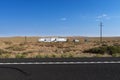 A mobile home in the desert near Kayenta in the Navajo County State of Arizona