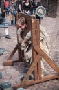 KAYSERSBERG - France - 29 April 2017 - prisoner man with medieval costume at the steam punk exhibition in Kaysersberg village