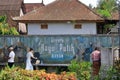 Kayu Putih, Bali, Indonesia - February 02 2024: people visit the large Banyan ancient tree