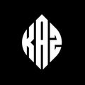 KAZ circle letter logo design with circle and ellipse shape. KAZ ellipse letters with typographic style. The three initials form a Royalty Free Stock Photo