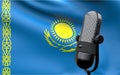 Kazahstan flag with microphone 3d rendering image
