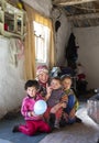 Kazak nomad woman with her kids