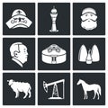 Kazakh culture Vector Icons Set