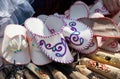 Kazakh ethnic shoes in the market