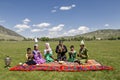 Kazakh family having picnic, Kazakhstan