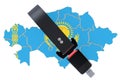 Kazakh map with safety belt. Security and protect or insurance c