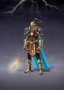 Kazakh mythical warrior Batyr in traditional costume and armour. Digital illustration