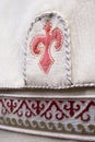 the Kazakh national pattern embroidered on fabric Royalty Free Stock Photo