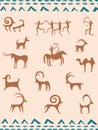 kazakh petroglyphs of animals and hunters