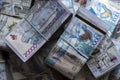 Kazakh Tenge money packs. KZT banknote bundle stacks. Royalty Free Stock Photo