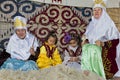 Kazakh people in national costumes, Almaty, Kazakhstan.