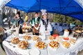 Kazakh women selling national food