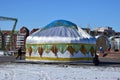 Kazakh yurt covered with white silk