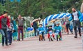 KAZAKHSTAN, ALMATY - JUNE 11, 2017: Children`s cycling competitions Tour de kids. Children aged 2 to 7 years compete in