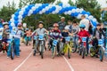 KAZAKHSTAN, ALMATY - JUNE 11, 2017: Children`s cycling competitions Tour de kids. Children aged 2 to 7 years compete in