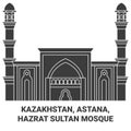 Kazakhstan, Astana, Hazrat Sultan Mosque travel landmark vector illustration