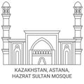 Kazakhstan, Astana, Hazrat Sultan Mosque travel landmark vector illustration