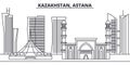 Kazakhstan, Astana line skyline vector illustration. Kazakhstan, Astana linear cityscape with famous landmarks, city
