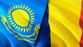 Kazakhstan and Chad flags. 3D Waving flag design. Kazakhstan Chad flag, picture, wallpaper. Kazakhstan vs Chad image,3D rendering Royalty Free Stock Photo