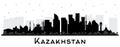 Kazakhstan City Skyline Silhouette with Black Buildings Isolated on White. Concept with Modern Architecture. Kazakhstan Cityscape Royalty Free Stock Photo