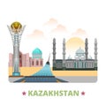 Kazakhstan country design template Flat cartoon st