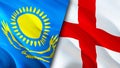 Kazakhstan and England flags. 3D Waving flag design. Kazakhstan England flag, picture, wallpaper. Kazakhstan vs England image,3D