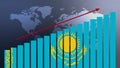 Kazakhstan flag on bar chart concept with increasing values, economic recovery and business improving after crisis and other