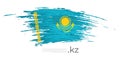 Kazakhstan flag. Brush strokes, grunge. Drawn kazakh flag on white background. Vector design for national holiday, poster, Royalty Free Stock Photo