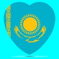 Kazakhstan Flag In Heart Shape Vector illustration Eps 10 Royalty Free Stock Photo