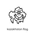 Kazakhstan flag icon. Trendy modern flat linear vector Kazakhstan flag icon on white background from thin line Country Flags coll