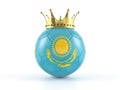Kazakhstan flag soccer ball with crown Royalty Free Stock Photo