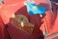 Kazakhstan, Kostanay, 19-06-19, Rally Peking to Paris. The emblem of a vintage car Morris. Close-up of the front part of a retro