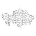 Kazakhstan map from black pattern composed puzzles. Vector illustration