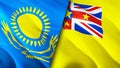 Kazakhstan and Niue flags. 3D Waving flag design. Kazakhstan Niue flag, picture, wallpaper. Kazakhstan vs Niue image,3D rendering Royalty Free Stock Photo