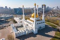 Kazakhstan. Nur Astana Mosque. Nur Astana Meshiti. White mosque with gold domes. Modern architecture of capital of the