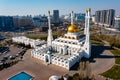 Kazakhstan. Nur Astana Mosque. Nur Astana Meshiti. White mosque with gold domes. Modern architecture of capital of the