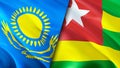 Kazakhstan and Togo flags. 3D Waving flag design. Kazakhstan Togo flag, picture, wallpaper. Kazakhstan vs Togo image,3D rendering Royalty Free Stock Photo