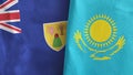 Kazakhstan and Turks and Caicos Islands two flags textile cloth 3D rendering