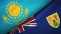 Kazakhstan and Turks and Caicos Islands two flags textile cloth, fabric texture