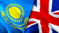 Kazakhstan and United Kingdom flags. 3D Waving flag design. Kazakhstan United Kingdom flag, picture, wallpaper. Kazakhstan vs