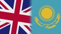 Kazakhstan and United Kingdom Flags Together Fabric Texture