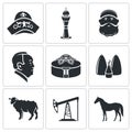 Kazakhstan Vector Icons Set