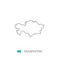 Kazakhstan vector map outline, line, linear. Kazakhstan black map on white background. Kazakhstan